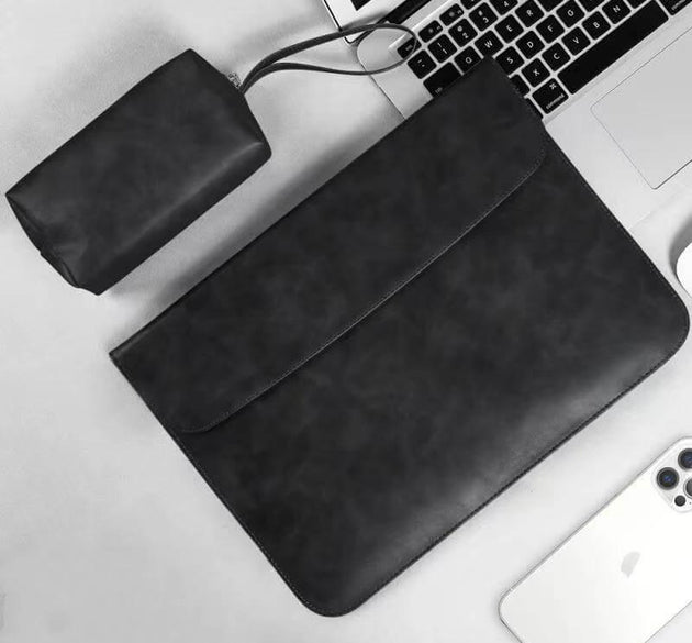 PU Leather Laptop Sleeve With Power Pouch
